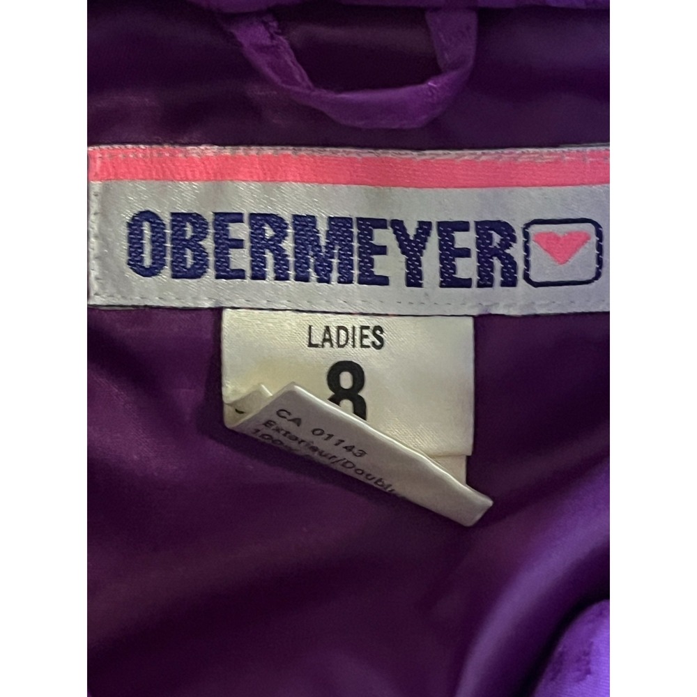 Vintage Obermeyer Brushstroke Purple Coverall Ski Snow Suit & M Mittens Women 8 - Picture 3 of 10